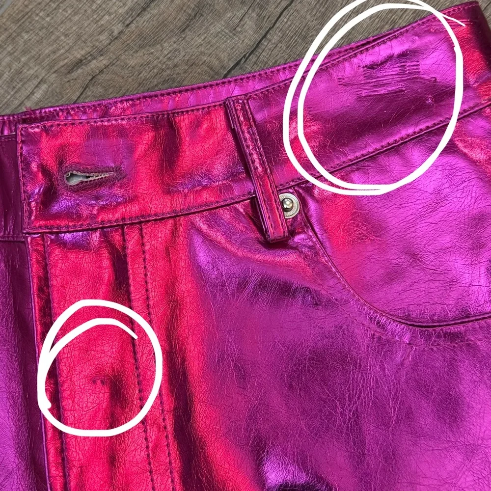 Buddy Love Court High-Waisted Metallic Shorts Womens 26 Shiny Fuchsia Barbiecore